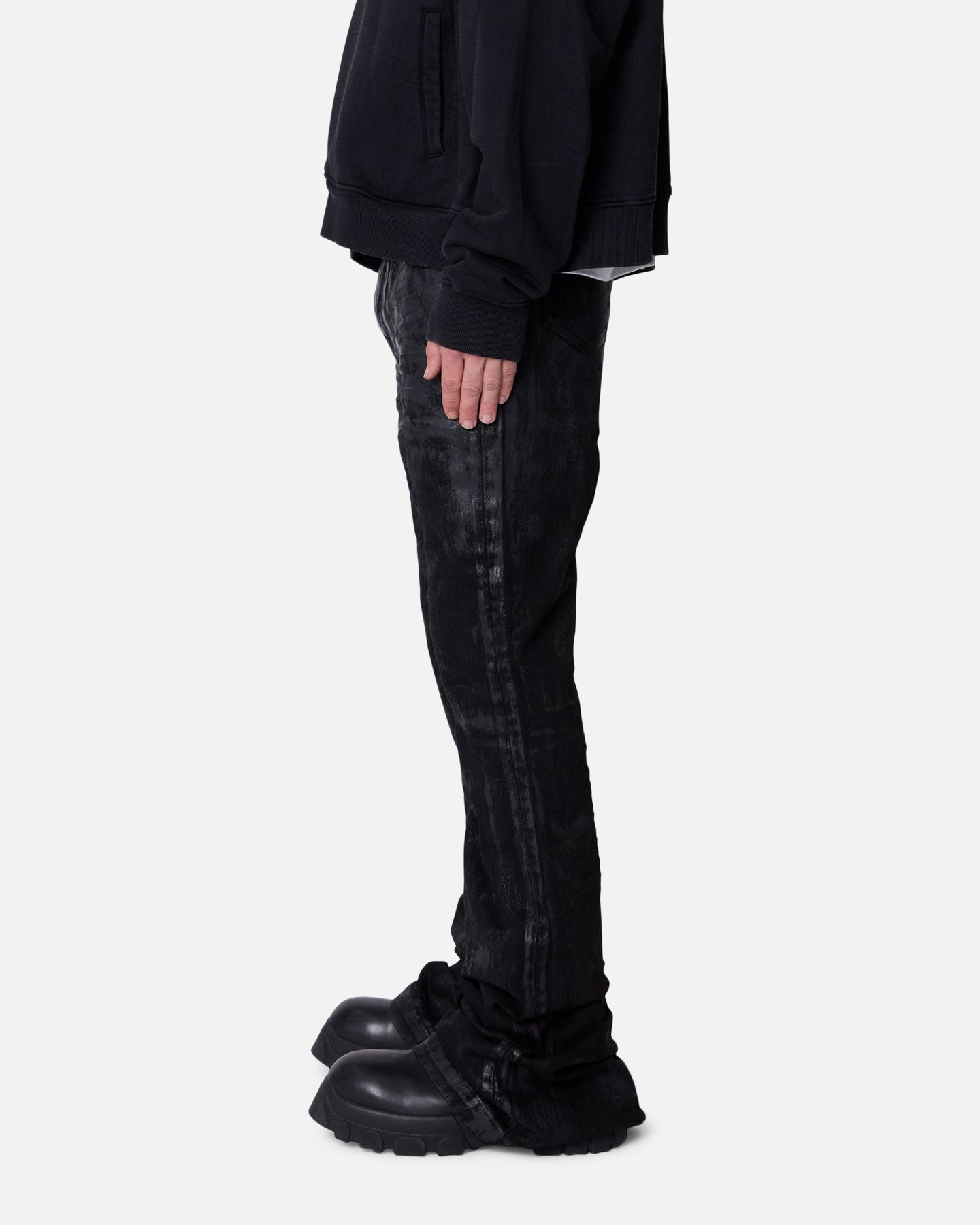 MNML Super Stacked Denim Jeans Washed Black